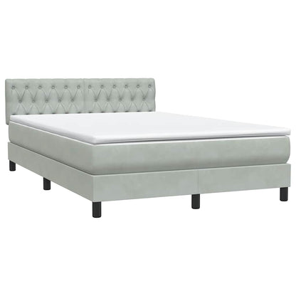 Letto a Molle con Materasso e LED Grigio Chiaro 160x220cm Velluto | homemem39