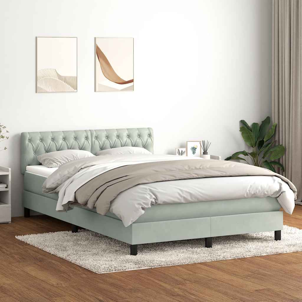 Letto a Molle con Materasso e LED Grigio Chiaro 160x220cm Velluto | homemem39