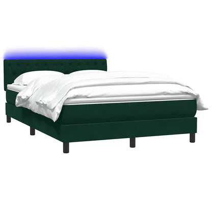 Letto a Molle con Materasso e LED Verde Scuro 160x220 cm Velluto | homemem39