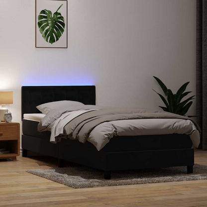 Letto a Molle con Materasso e LED Nero 90x210 cm in Velluto | homemem39