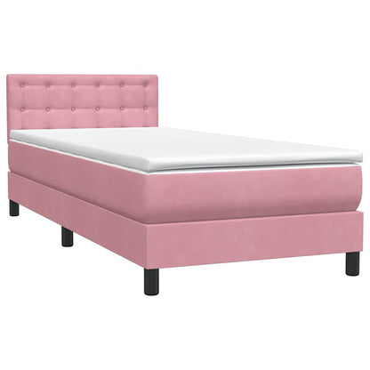 Letto a Molle con Materasso e LED Rosa 90x210 cm Velluto