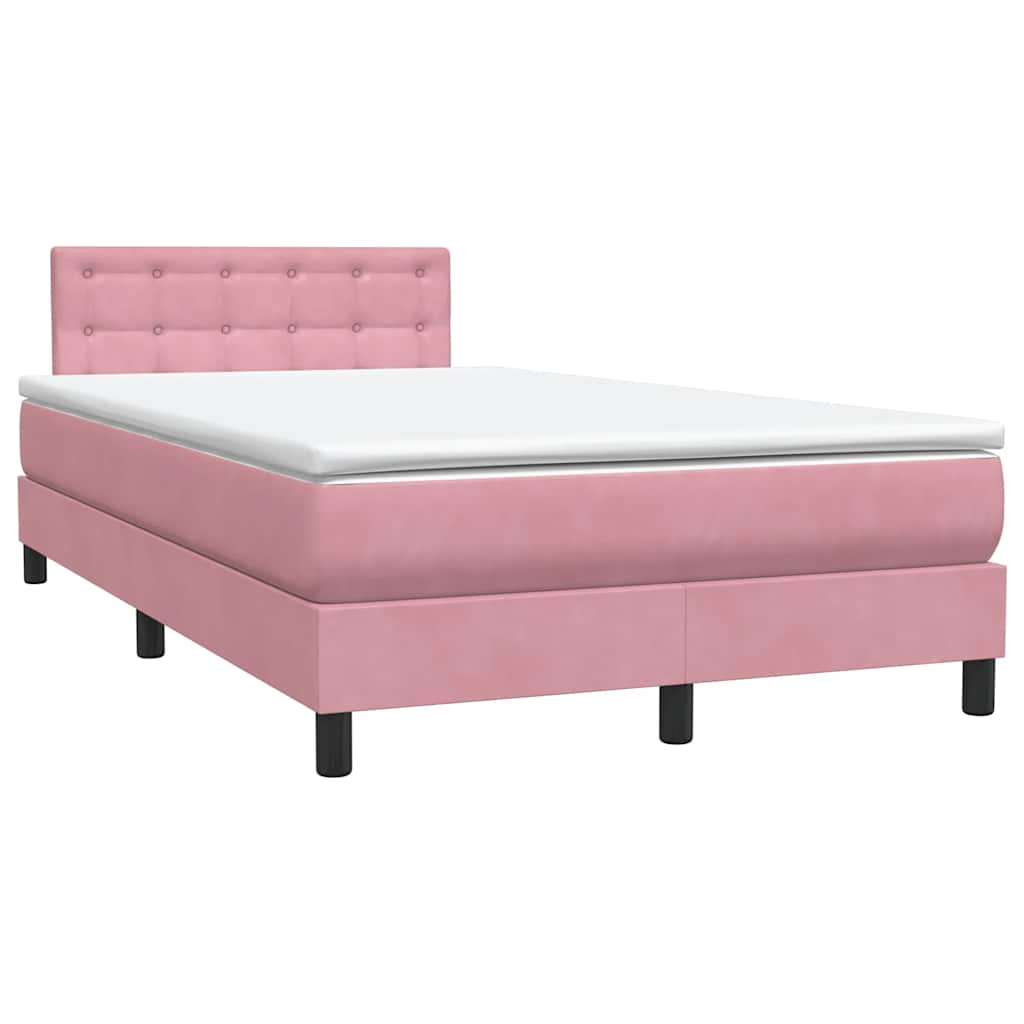 Letto a Molle con Materasso e LED Rosa 120x210 cm in Velluto
