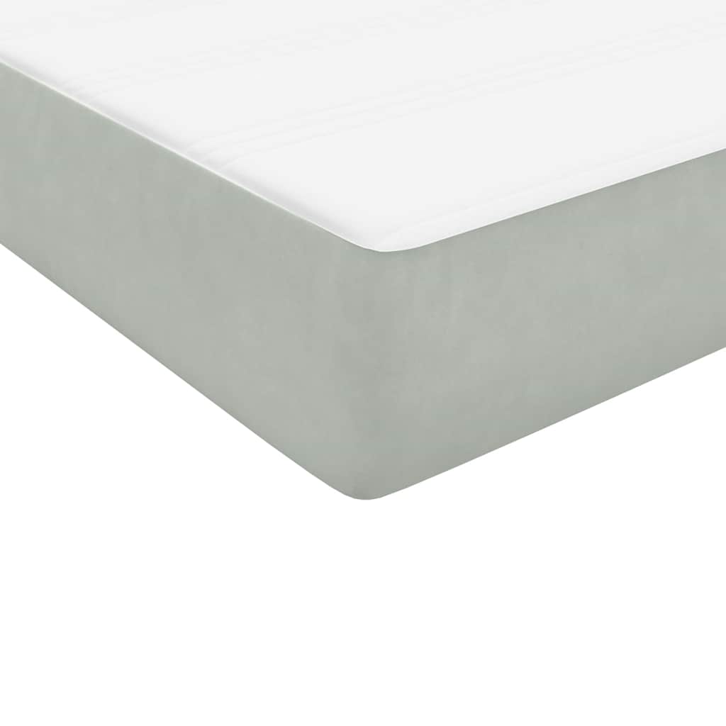 Letto a Molle con Materasso e LED Grigio Chiaro 140x210cm Velluto