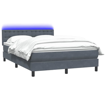 Letto a Molle con Materasso e LED Grigio Scuro 160x210 cm Velluto | homemem39
