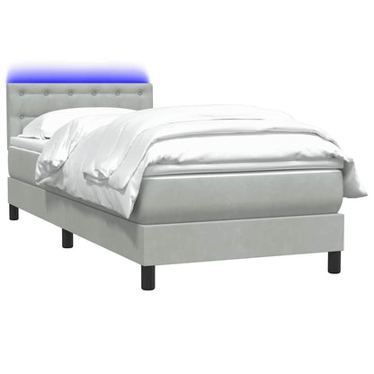Letto a Molle con Materasso e LED Grigio Chiaro 80x220 cm Velluto | homemem39