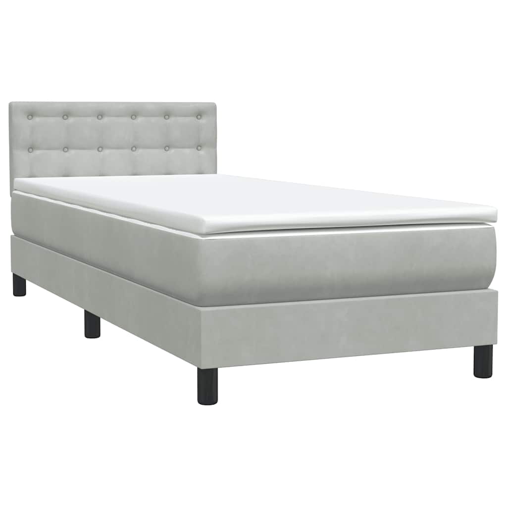 Letto a Molle con Materasso e LED Grigio Chiaro 80x220 cm