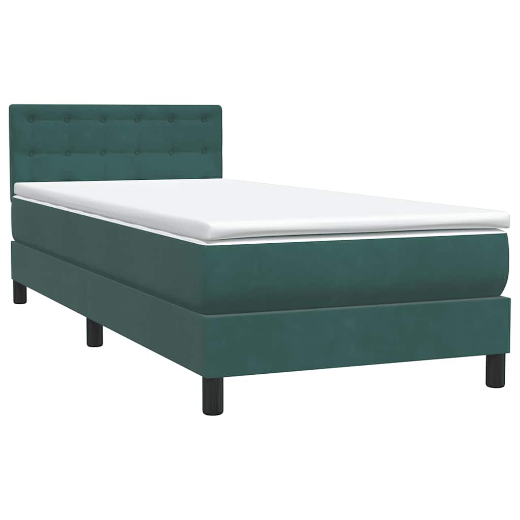 Letto a Molle con Materasso e LED Verde Scuro 80x220 cm Velluto - homemem39