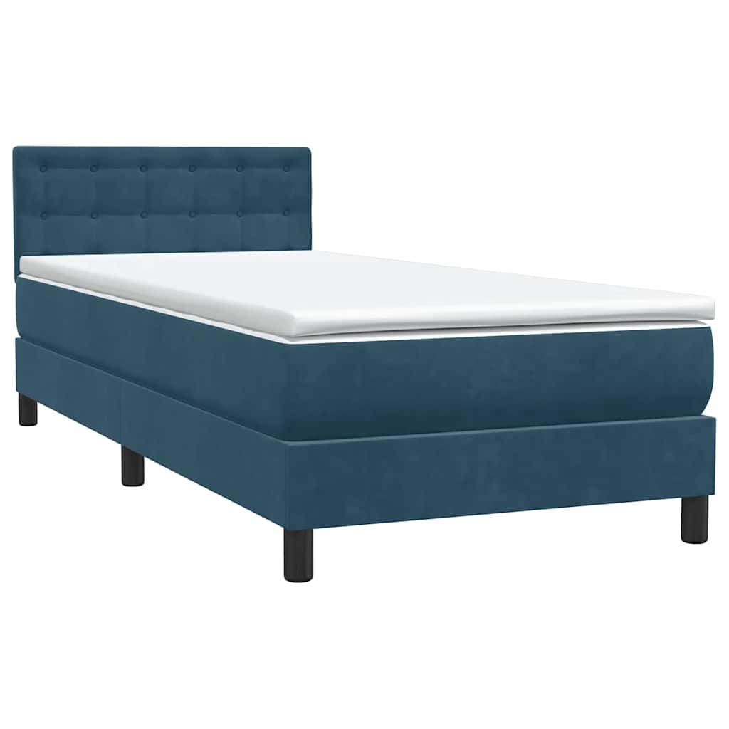Letto a Molle con Materasso e LED Blu Scuro 80x220 cm Velluto | homemem39