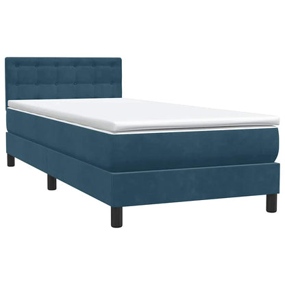 Letto a Molle con Materasso e LED Blu Scuro 80x220 cm Velluto | homemem39