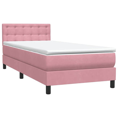 Letto a Molle con Materasso e LED Rosa 80x220 cm Velluto