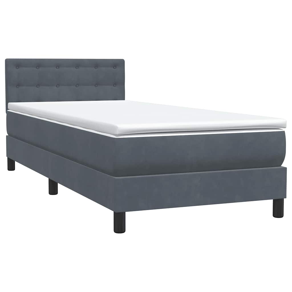 Letto a Molle con Materasso e LED Grigio Scuro 90x220 cm Velluto | homemem39