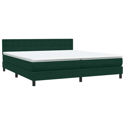 Letto a Molle con Materasso e LED Verde Scuro 180x220 cm Velluto | homemem39