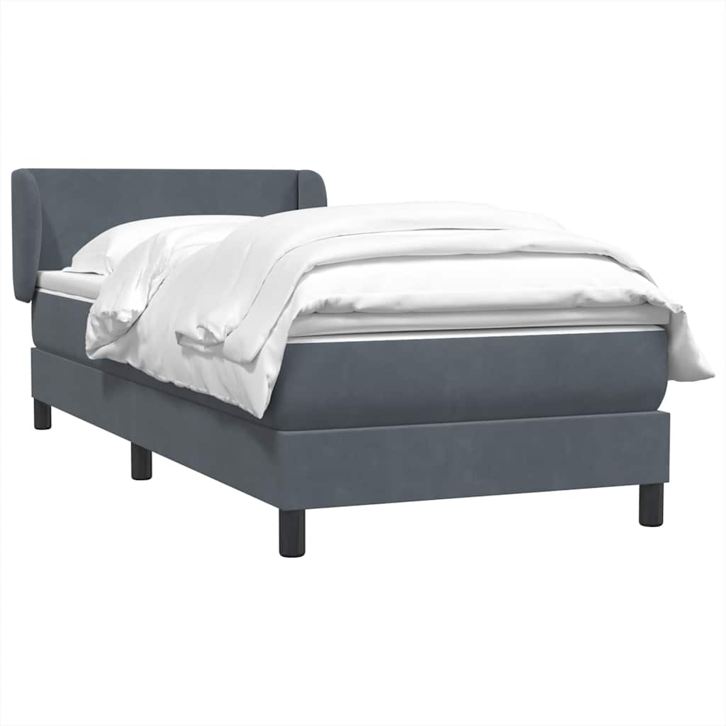 Giroletto a Molle con Materasso Grigio Scuro 80x210 cm Velluto