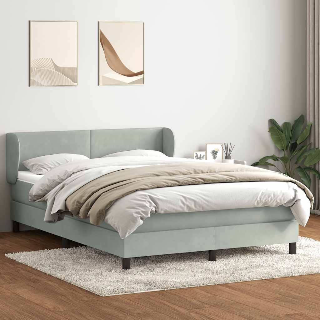 Giroletto a Molle con Materasso Grigio Chiaro 160x210cm Velluto | homemem39