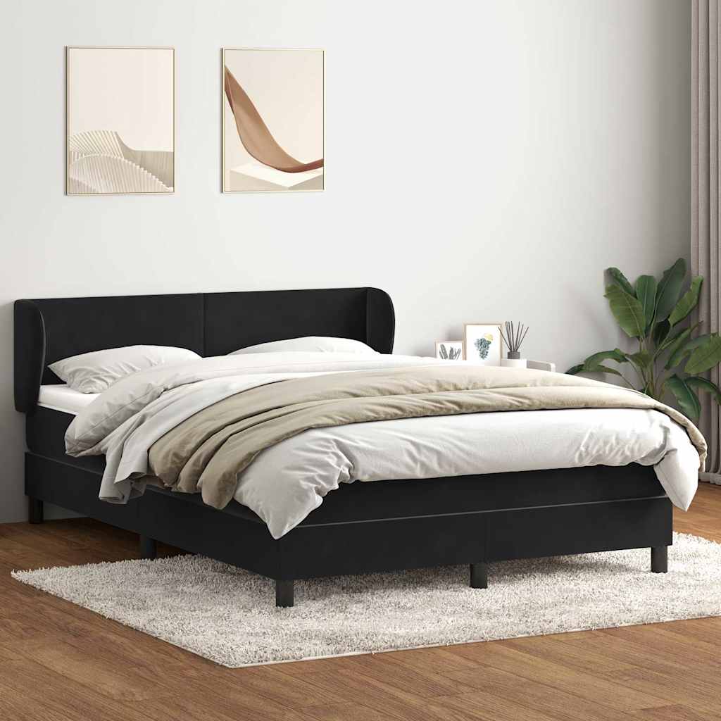 Giroletto a Molle con Materasso Nero 160x210 cm in Velluto