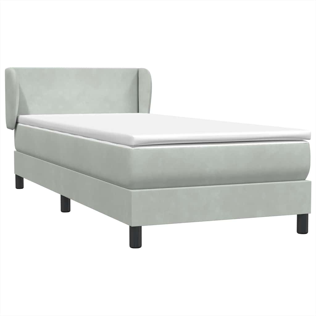 Giroletto a Molle con Materasso Grigio Chiaro 80x220 cm Velluto | homemem39