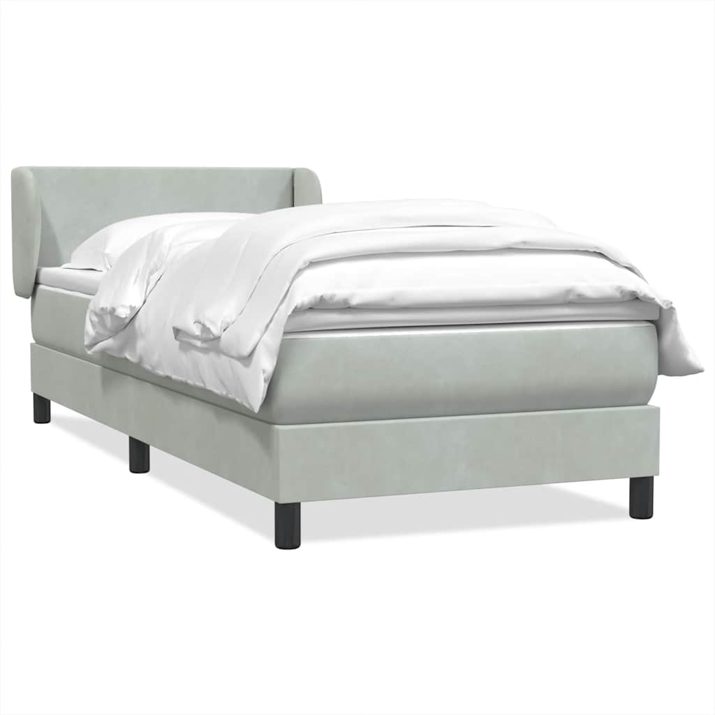 Giroletto a Molle con Materasso Grigio Chiaro 80x220 cm Velluto | homemem39