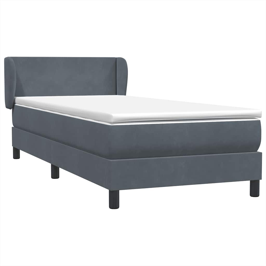 Giroletto a Molle con Materasso Grigio Scuro 80x220 cm Velluto | homemem39