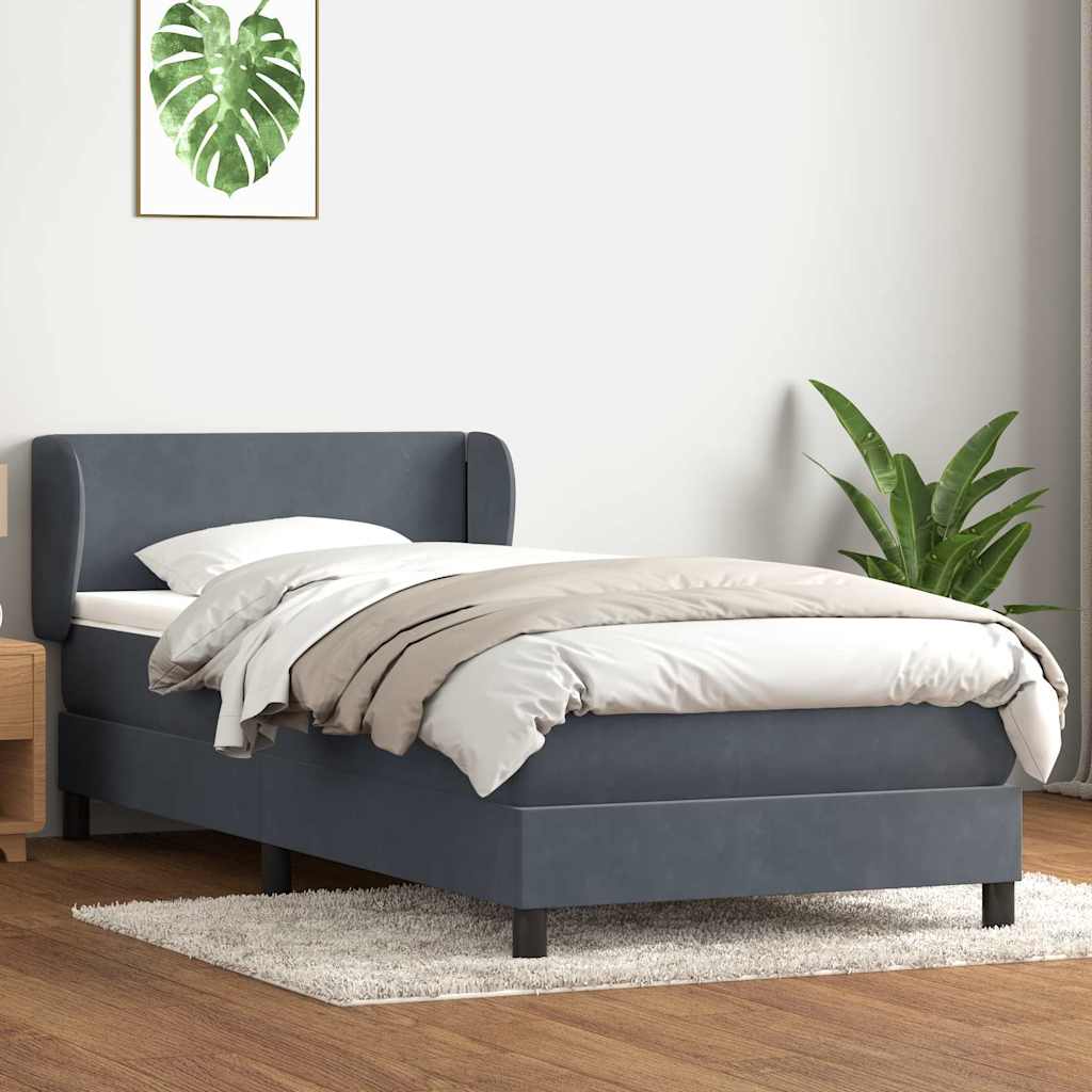 Giroletto a Molle con Materasso Grigio Scuro 80x220 cm Velluto | homemem39