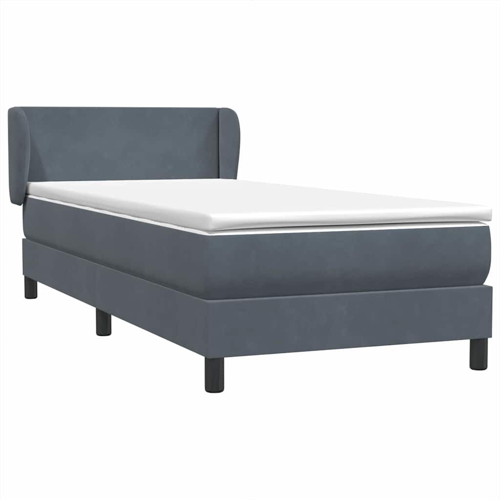Giroletto a Molle con Materasso Grigio Scuro 90x220 cm Velluto | homemem39