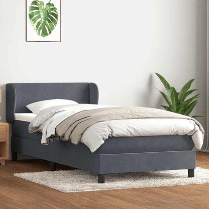 Giroletto a Molle con Materasso Grigio Scuro 90x220 cm Velluto | homemem39