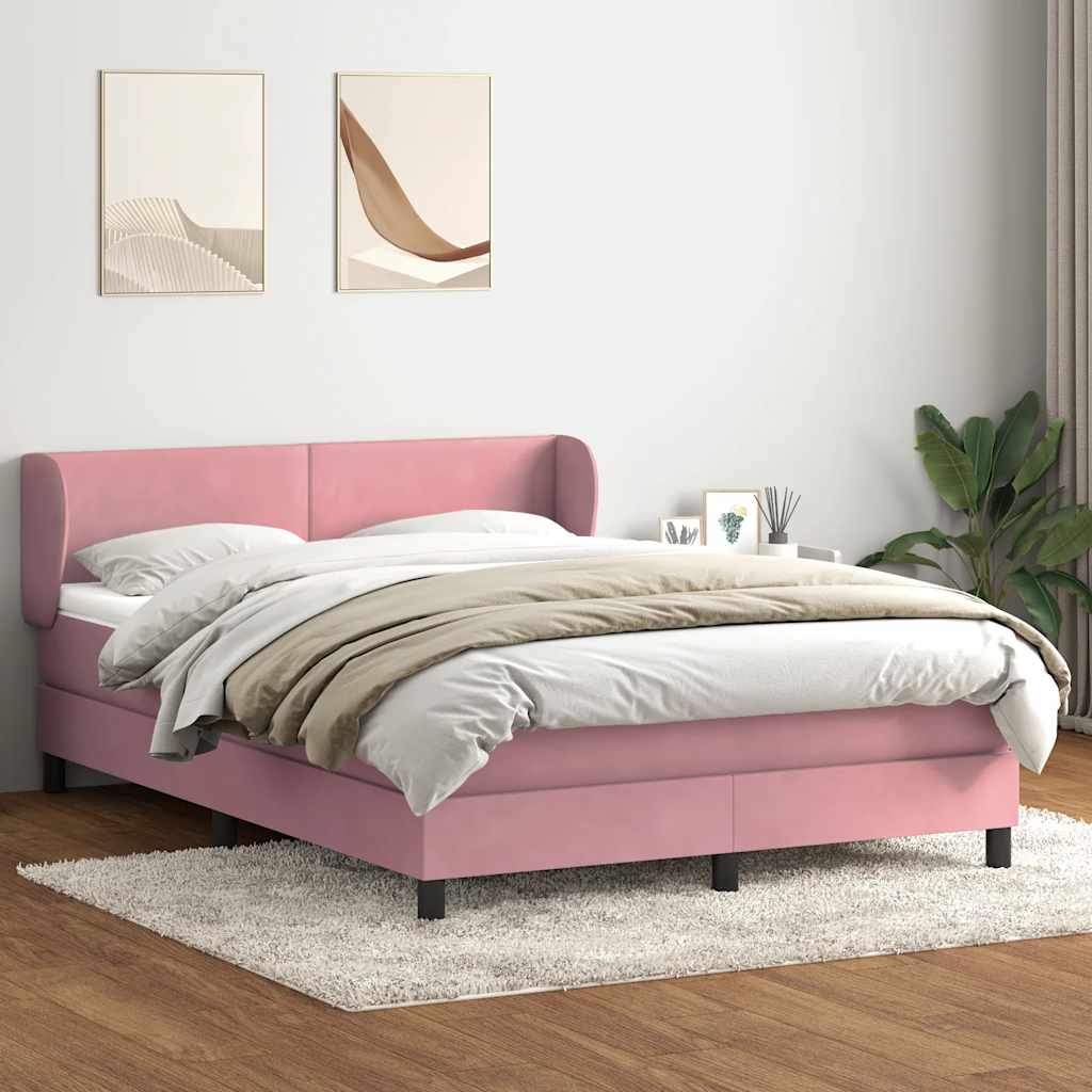 Giroletto a Molle con Materasso Rosa 160x220 cm in Velluto
