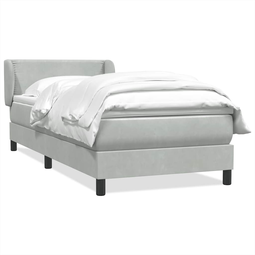 Giroletto a Molle con Materasso Grigio Chiaro 80x210 cm Velluto