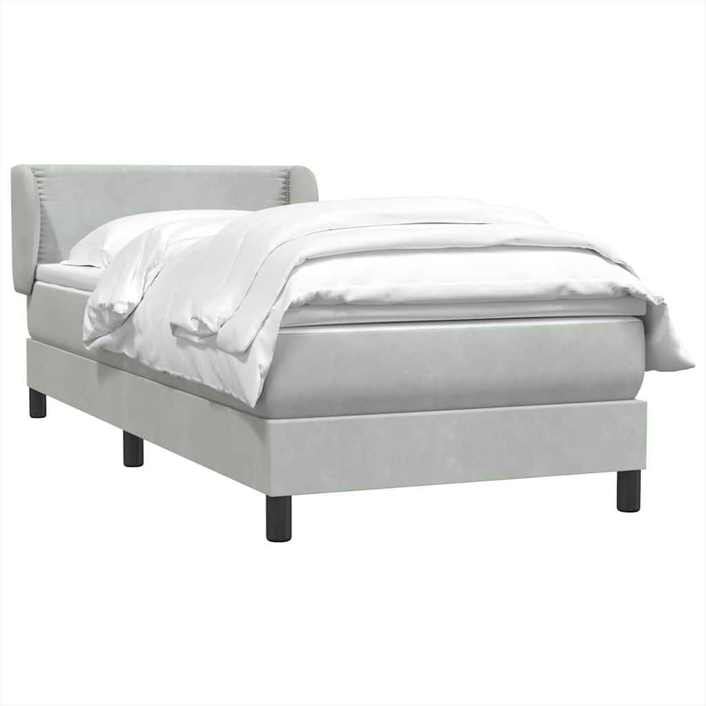 Giroletto a Molle con Materasso Grigio Chiaro 80x210 cm Velluto