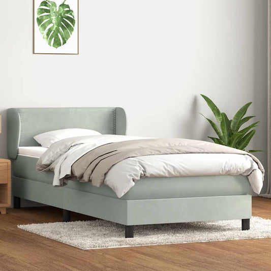 Giroletto a Molle con Materasso Grigio Chiaro 80x210 cm Velluto