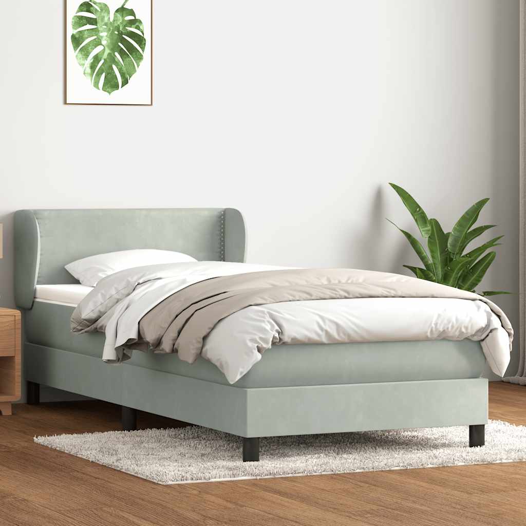 Giroletto a Molle con Materasso grigio chiaro 90x210 cm Velluto