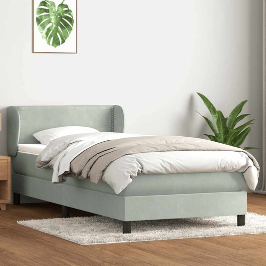 Giroletto a Molle con Materasso grigio chiaro 90x210 cm Velluto