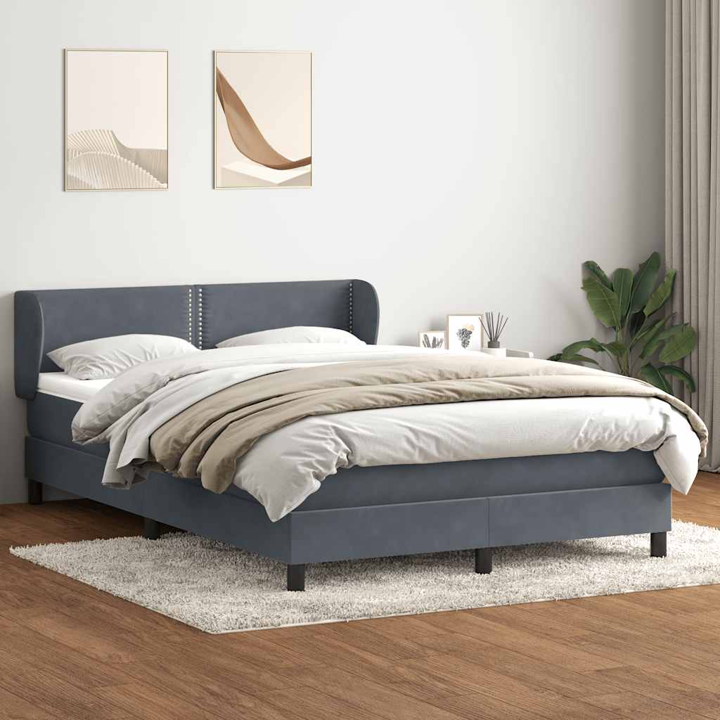 Giroletto a Molle con Materasso Grigio Scuro 160x210 cm Velluto | homemem39