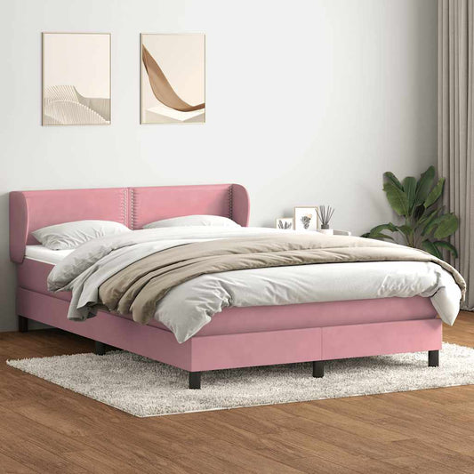 Giroletto a Molle con Materasso Rosa 160x210 cm in Velluto | homemem39