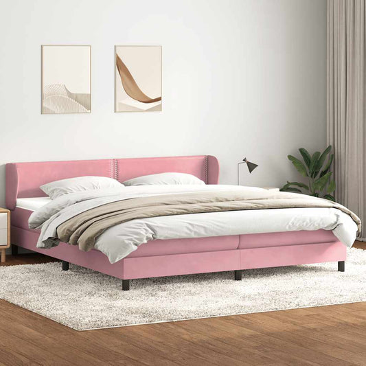 Giroletto a Molle con Materassi Rosa 180x210 cm in Velluto