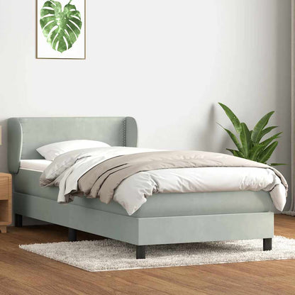 Giroletto a Molle con Materasso Grigio Chiaro 80x220 cm Velluto