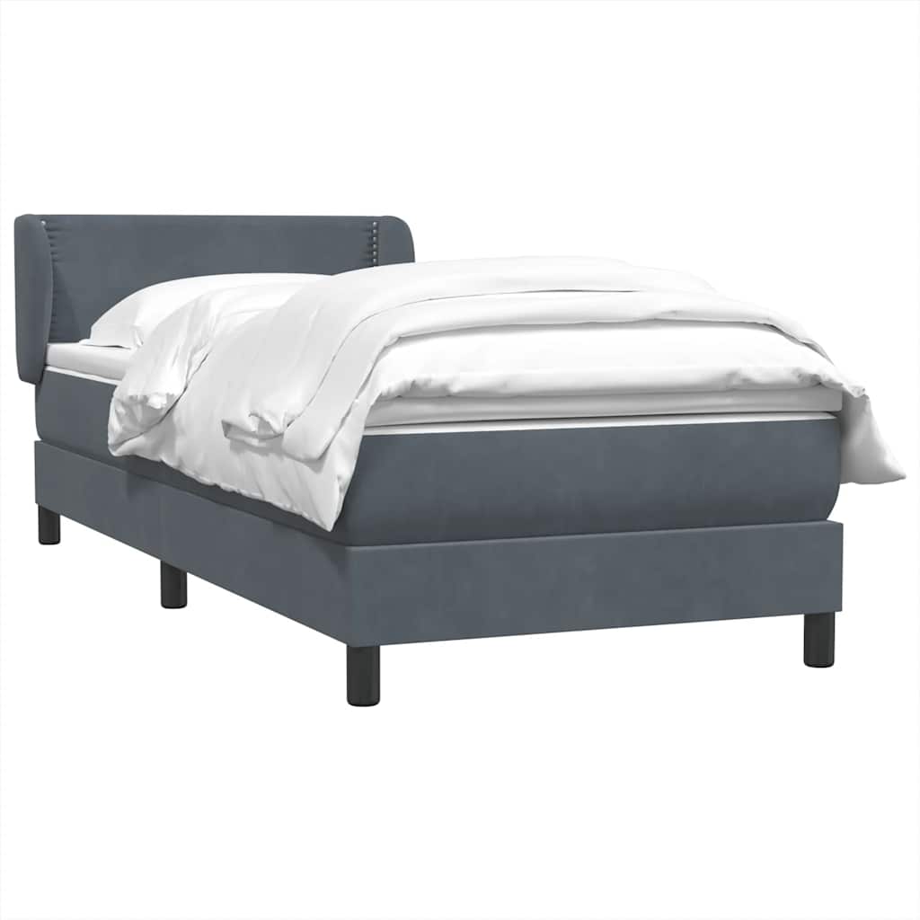 Giroletto a Molle con Materasso Grigio Scuro 90x220 cm Velluto | homemem39