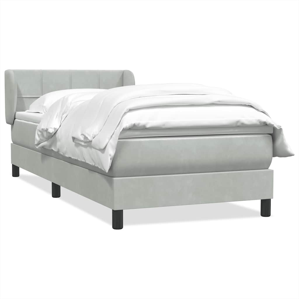 Giroletto a Molle con Materasso Grigio Chiaro 80x210 cm Velluto | homemem39