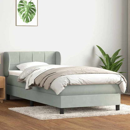 Giroletto a Molle con Materasso Grigio Chiaro 80x210 cm Velluto | homemem39