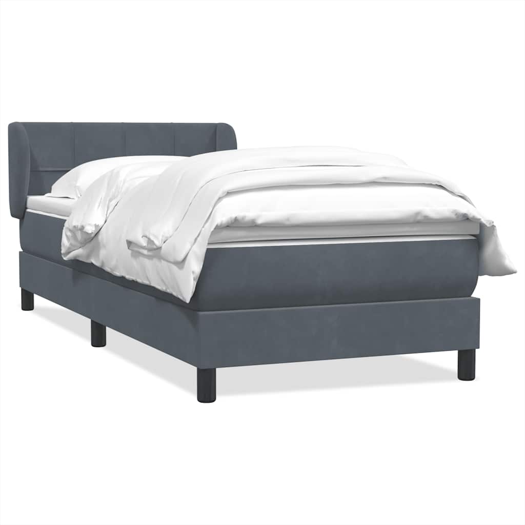 Giroletto a Molle con Materasso Grigio Scuro 80x210 cm Velluto | homemem39