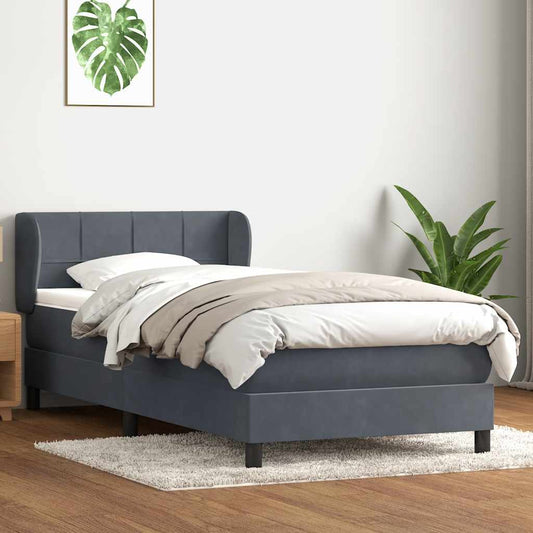 Giroletto a Molle con Materasso Grigio Scuro 80x210 cm Velluto