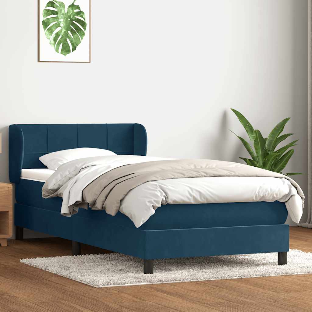 Giroletto a Molle con Materasso Blu Scuro 80x210 cm Velluto | homemem39