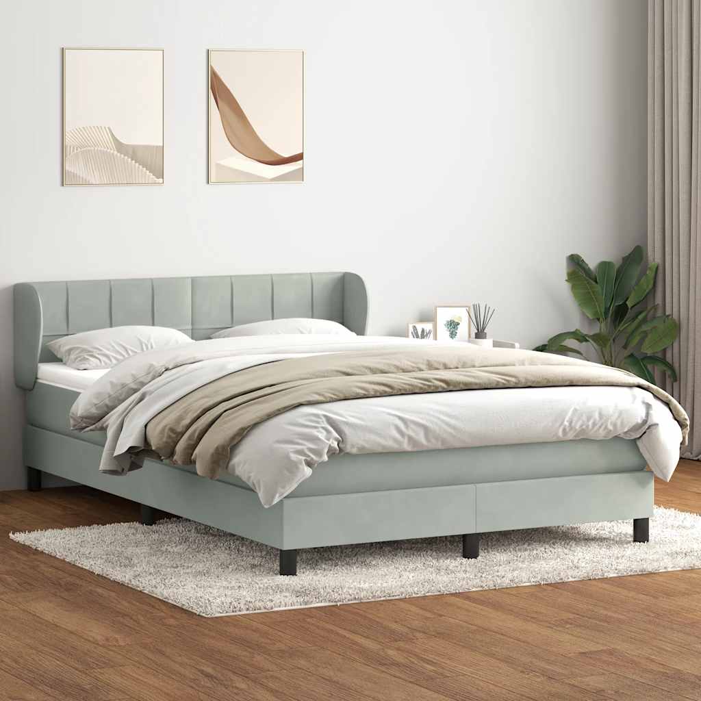 Giroletto a Molle con Materasso Grigio Chiaro 160x210cm Velluto | homemem39