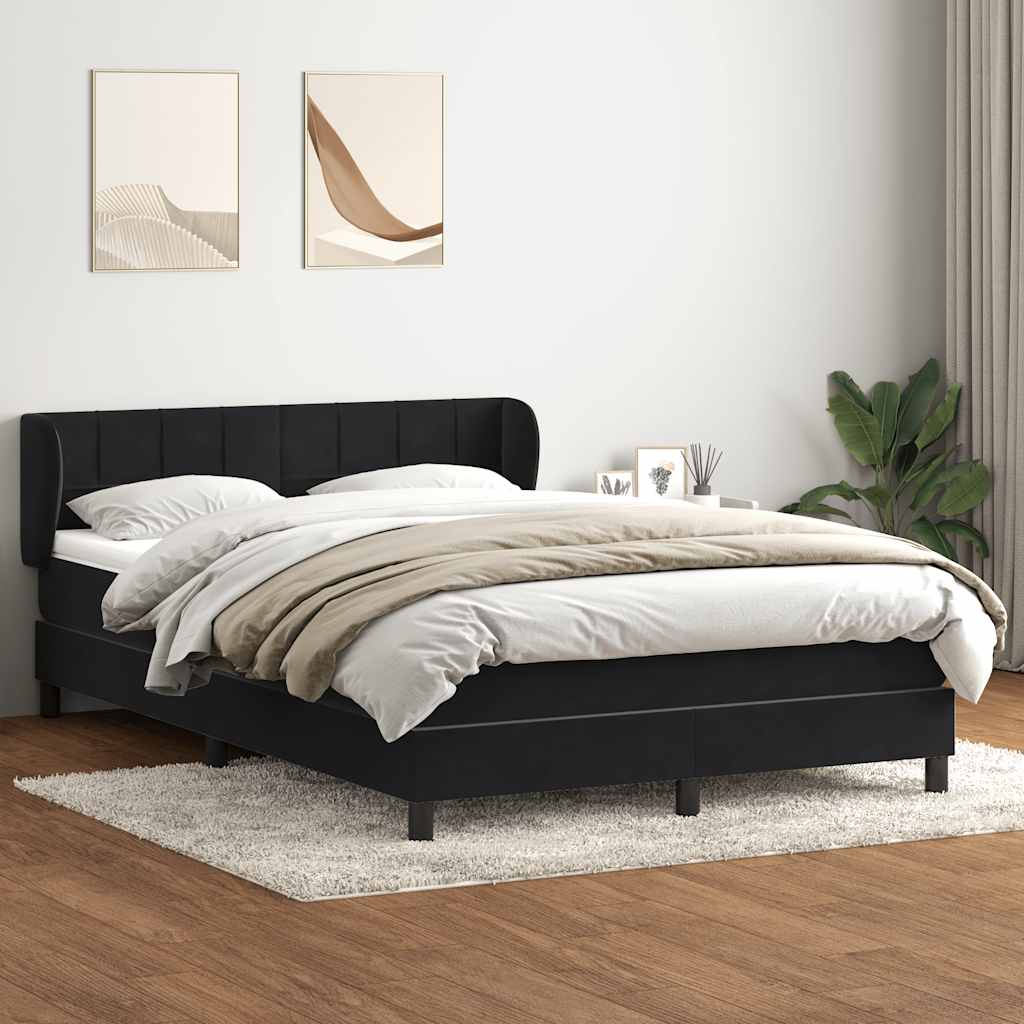 Giroletto a Molle con Materasso Nero 160x210 cm in Velluto | homemem39
