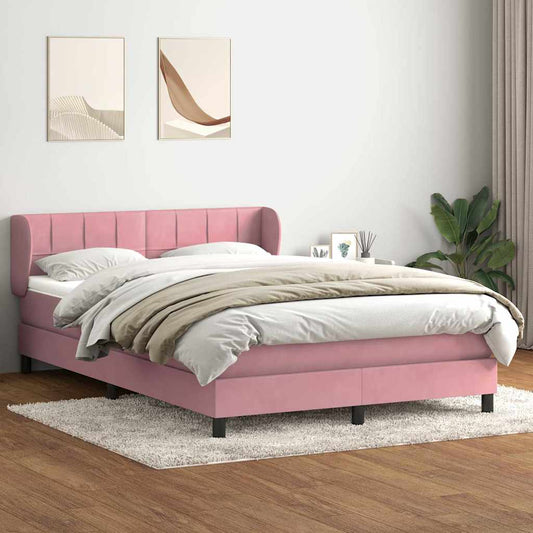 Giroletto a Molle con Materasso Rosa 160x210 cm in Velluto | homemem39