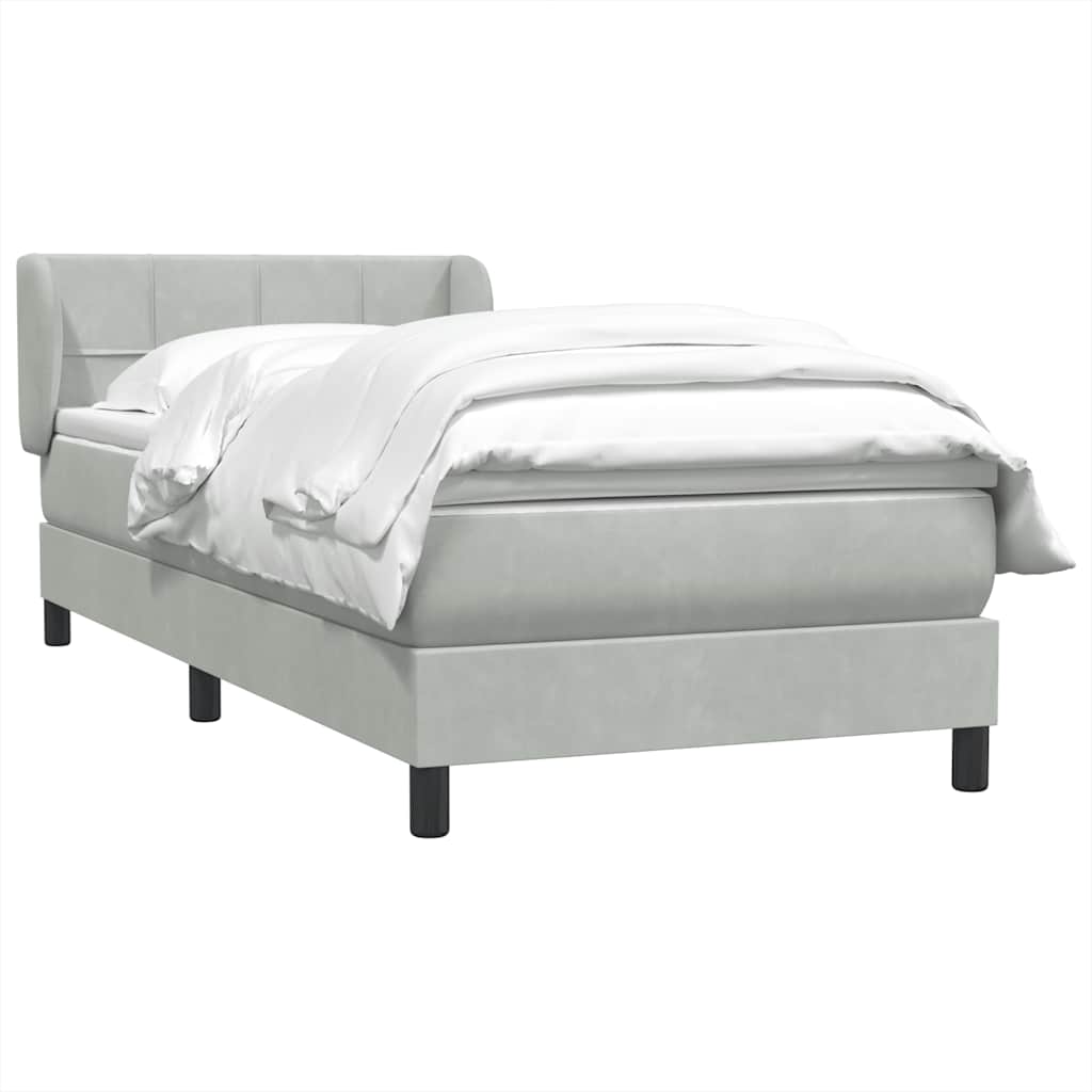 Giroletto a Molle con Materasso Grigio Chiaro 80x220 cm Velluto | homemem39