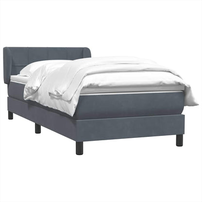 Giroletto a Molle con Materasso Grigio Scuro 80x220 cm Velluto