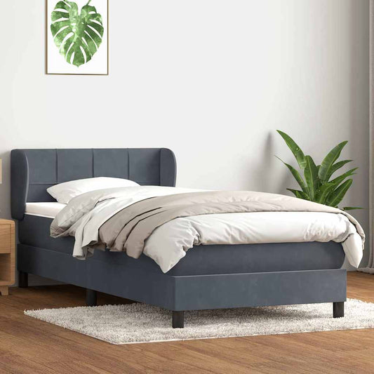Giroletto a Molle con Materasso Grigio Scuro 80x220 cm Velluto