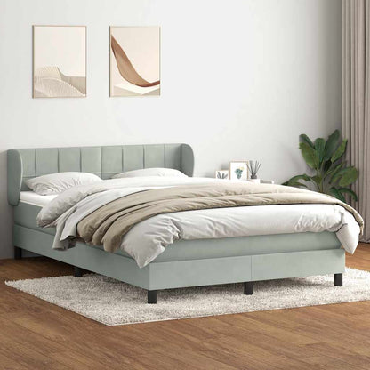 Giroletto a Molle con Materasso Grigio Chiaro 160x220cm Velluto