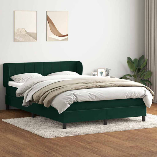 Giroletto a Molle con Materasso Verde Scuro 160x220 cm Velluto