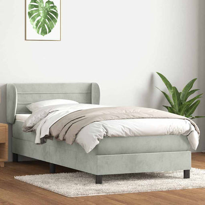 Giroletto a Molle con Materasso Grigio Chiaro 80x210 cm Velluto